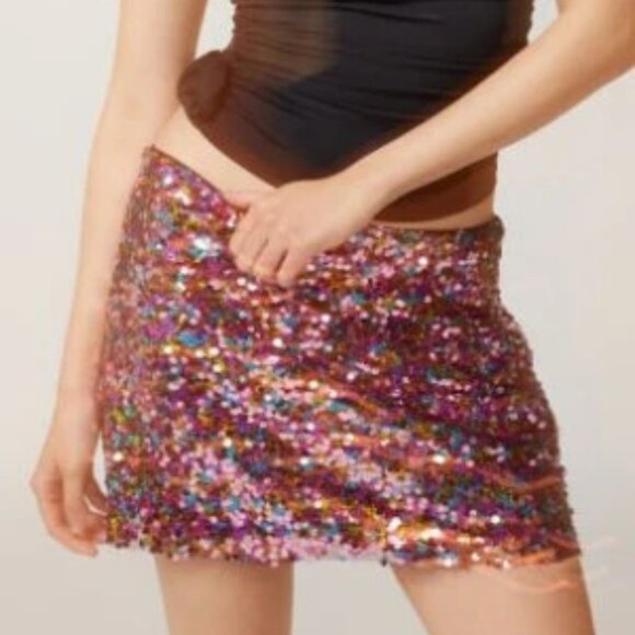 Urban Outfitters Multicolor Sequin Mini Skirt - Picture 1 of 12